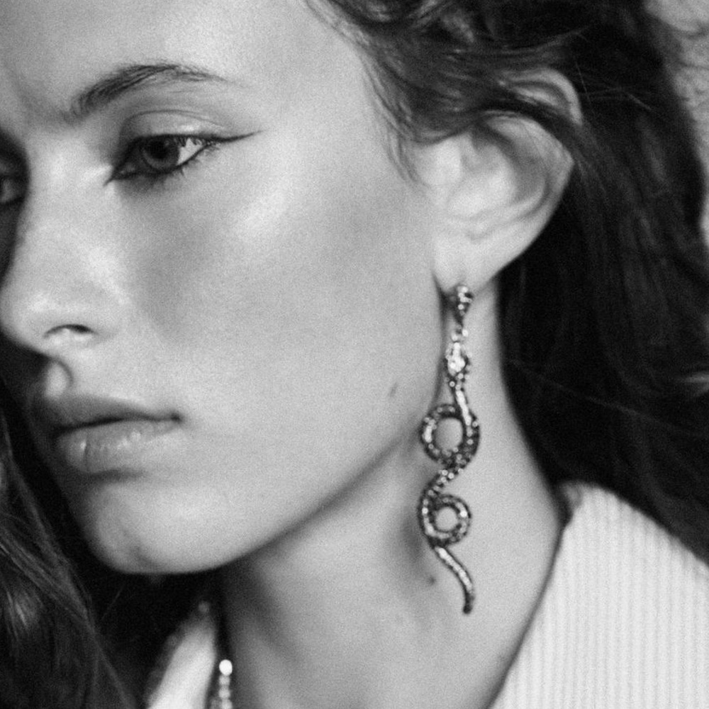 Zara Textured Snake Earrings - Picture 7 of 7